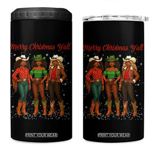 Black African American Cowgirl Christmas 4 in 1 Can Cooler Tumbler Retro Western Howdy - Print Your Wear