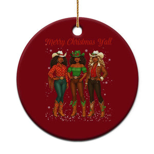 Black African American Cowgirl Christmas Ceramic Ornament Retro Western Howdy - Print Your Wear