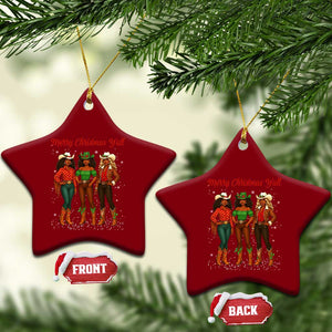 Black African American Cowgirl Christmas Ceramic Ornament Retro Western Howdy TS14 Print Your Wear