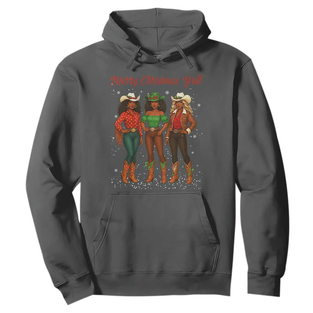 Black African American Cowgirl Christmas Hoodie Retro Western Howdy TS14 Dark Heather Print Your Wear