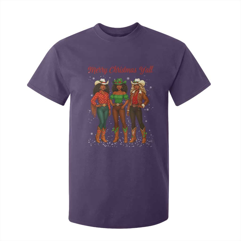 Black African American Cowgirl Christmas T Shirt For Kid Retro Western Howdy TS14 Purple Print Your Wear