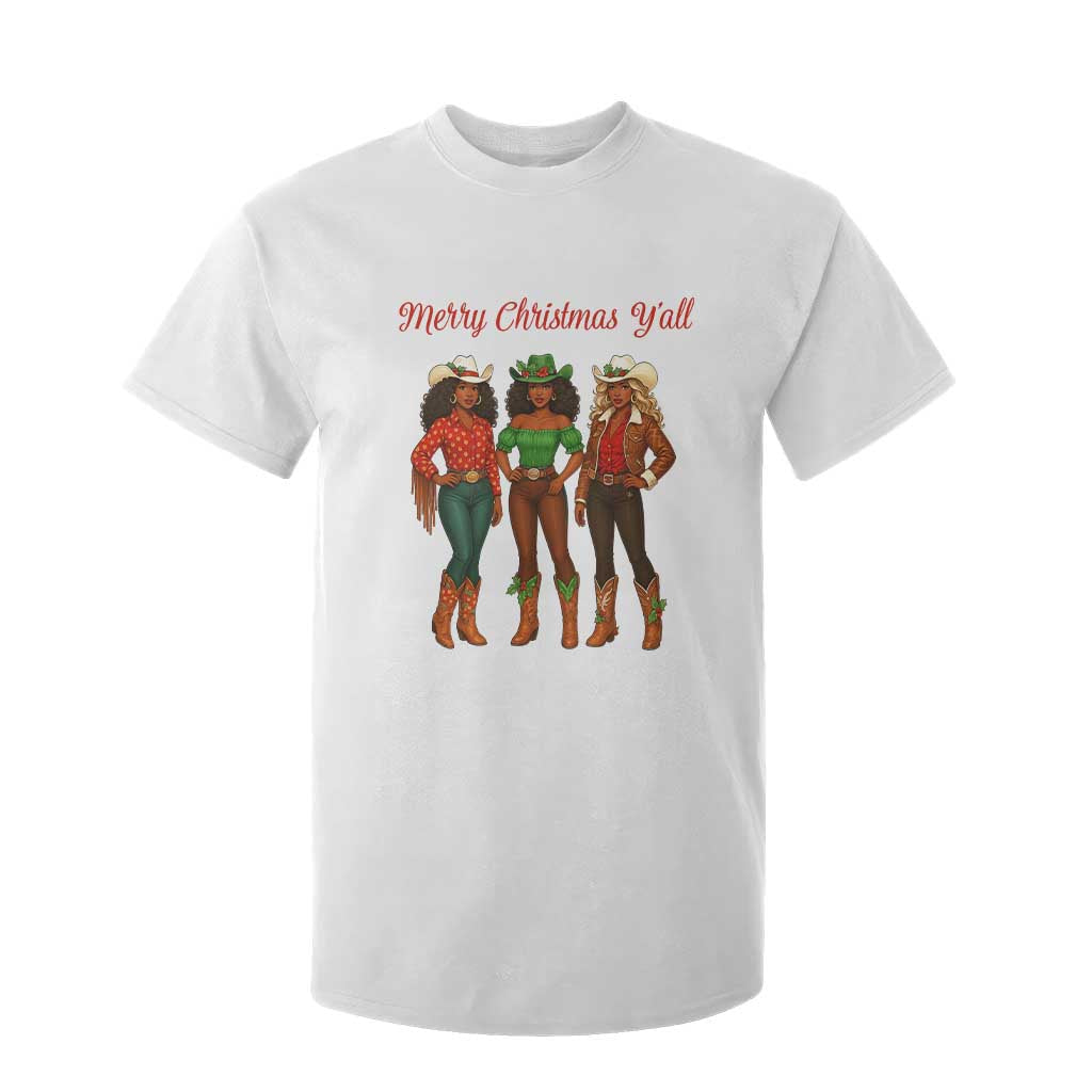 Black African American Cowgirl Christmas T Shirt For Kid Retro Western Howdy TS14 White Print Your Wear