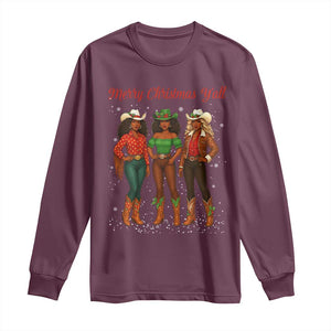 Black African American Cowgirl Christmas Long Sleeve Shirt Retro Western Howdy TS14 Maroon Print Your Wear
