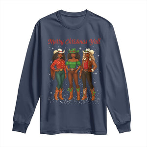 Black African American Cowgirl Christmas Long Sleeve Shirt Retro Western Howdy TS14 Navy Print Your Wear