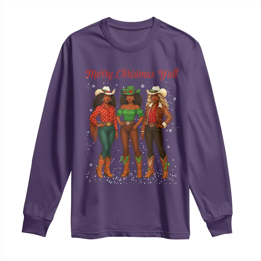 Black African American Cowgirl Christmas Long Sleeve Shirt Retro Western Howdy TS14 Purple Print Your Wear