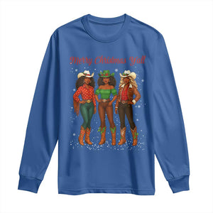 Black African American Cowgirl Christmas Long Sleeve Shirt Retro Western Howdy TS14 Royal Blue Print Your Wear