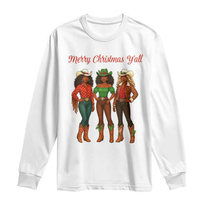 Black African American Cowgirl Christmas Long Sleeve Shirt Retro Western Howdy TS14 White Print Your Wear
