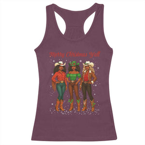 Black African American Cowgirl Christmas Racerback Tank Top Retro Western Howdy TS14 Maroon Print Your Wear