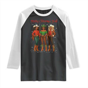 Black African American Cowgirl Christmas Raglan Shirt Retro Western Howdy TS14 Black White Print Your Wear