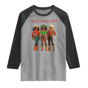 Black African American Cowgirl Christmas Raglan Shirt Retro Western Howdy TS14 Sport Gray Black Print Your Wear