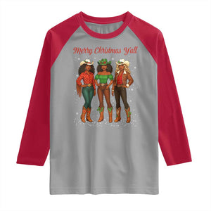 Black African American Cowgirl Christmas Raglan Shirt Retro Western Howdy TS14 Sport Gray Red Print Your Wear