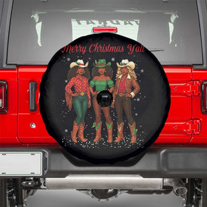 Black African American Cowgirl Christmas Spare Tire Cover Retro Western Howdy TS14 Black Print Your Wear