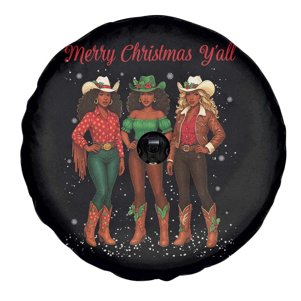 Black African American Cowgirl Christmas Spare Tire Cover Retro Western Howdy TS14 Print Your Wear
