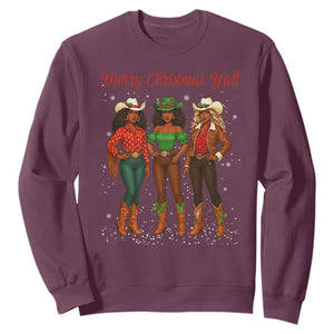 Black African American Cowgirl Christmas Sweatshirt Retro Western Howdy TS14 Maroon Print Your Wear