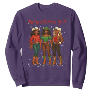 Black African American Cowgirl Christmas Sweatshirt Retro Western Howdy TS14 Purple Print Your Wear