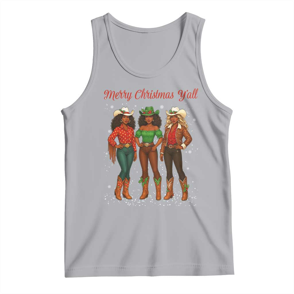 Black African American Cowgirl Christmas Tank Top Retro Western Howdy TS14 Athletic Heather Print Your Wear