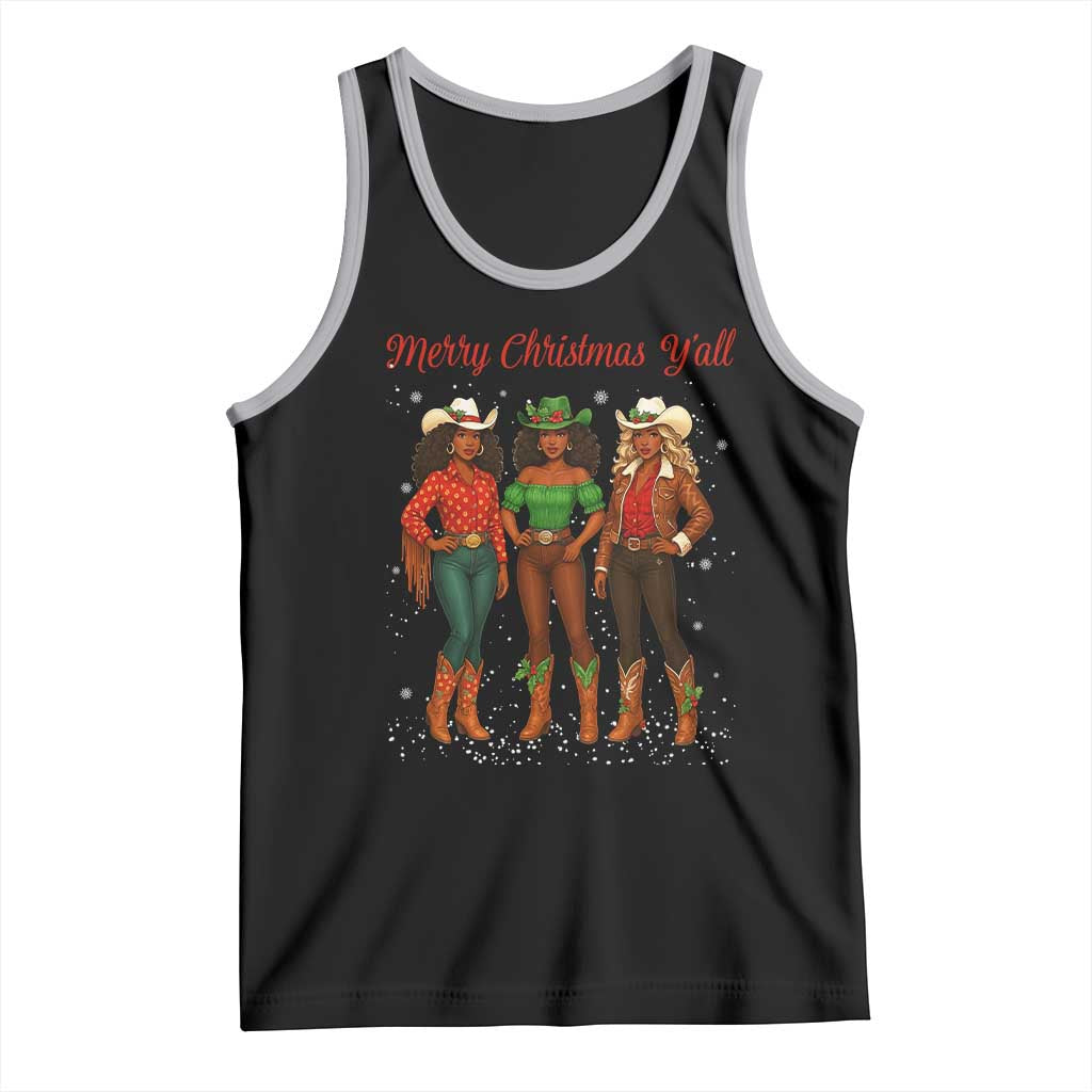 Black African American Cowgirl Christmas Tank Top Retro Western Howdy TS14 Black Athletic Heather Print Your Wear