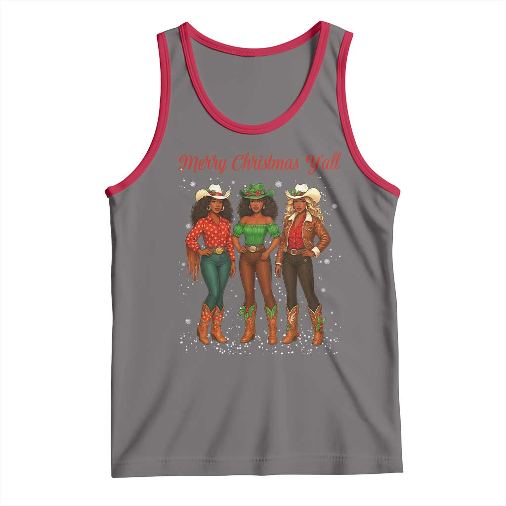 Black African American Cowgirl Christmas Tank Top Retro Western Howdy TS14 Deep Heather Red Print Your Wear