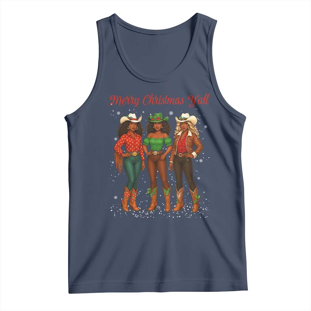 Black African American Cowgirl Christmas Tank Top Retro Western Howdy TS14 Navy Print Your Wear