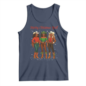 Black African American Cowgirl Christmas Tank Top Retro Western Howdy TS14 Navy Print Your Wear