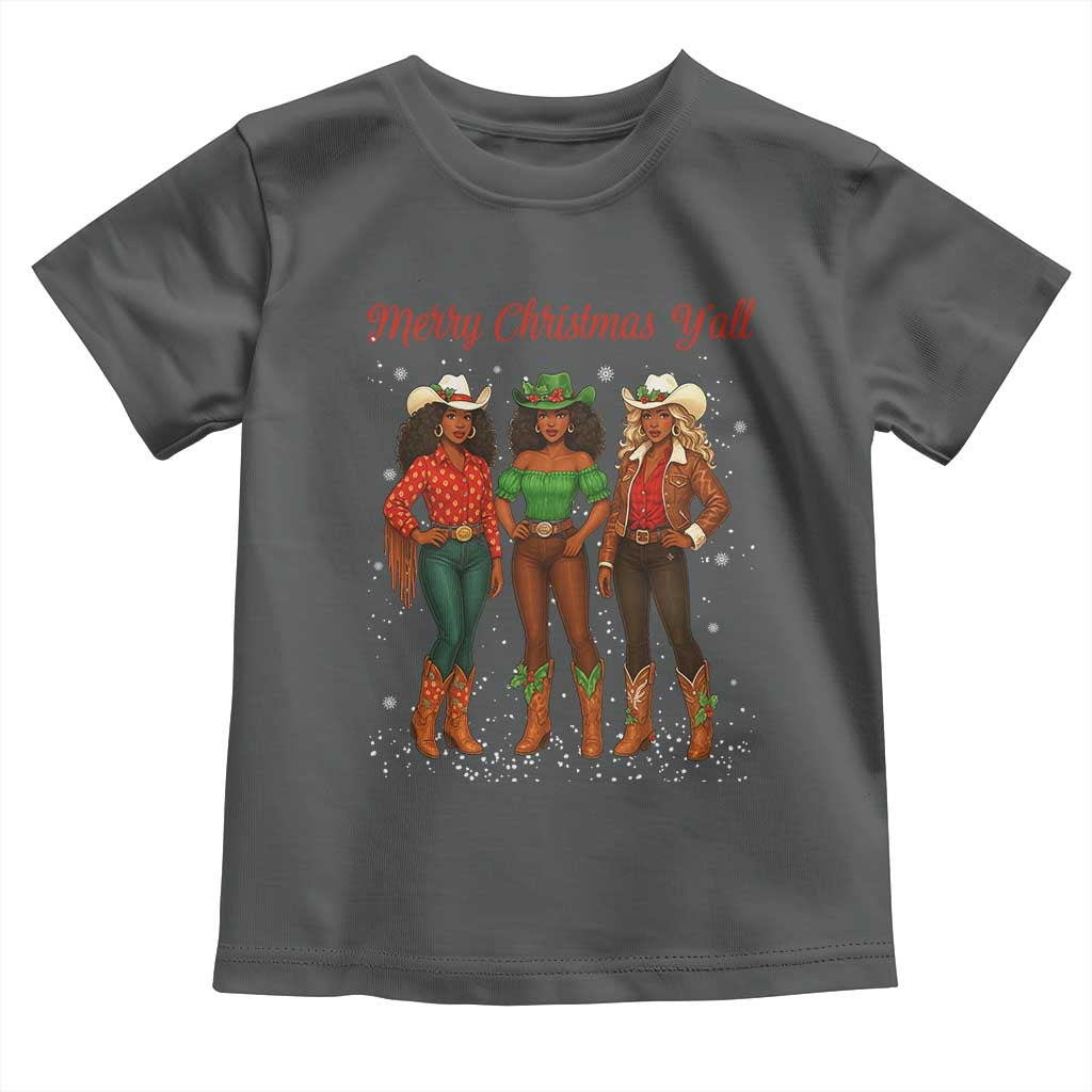 Black African American Cowgirl Christmas Toddler T Shirt Retro Western Howdy TS14 Dark Heather Print Your Wear
