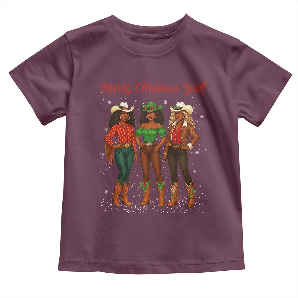 Black African American Cowgirl Christmas Toddler T Shirt Retro Western Howdy TS14 Maroon Print Your Wear
