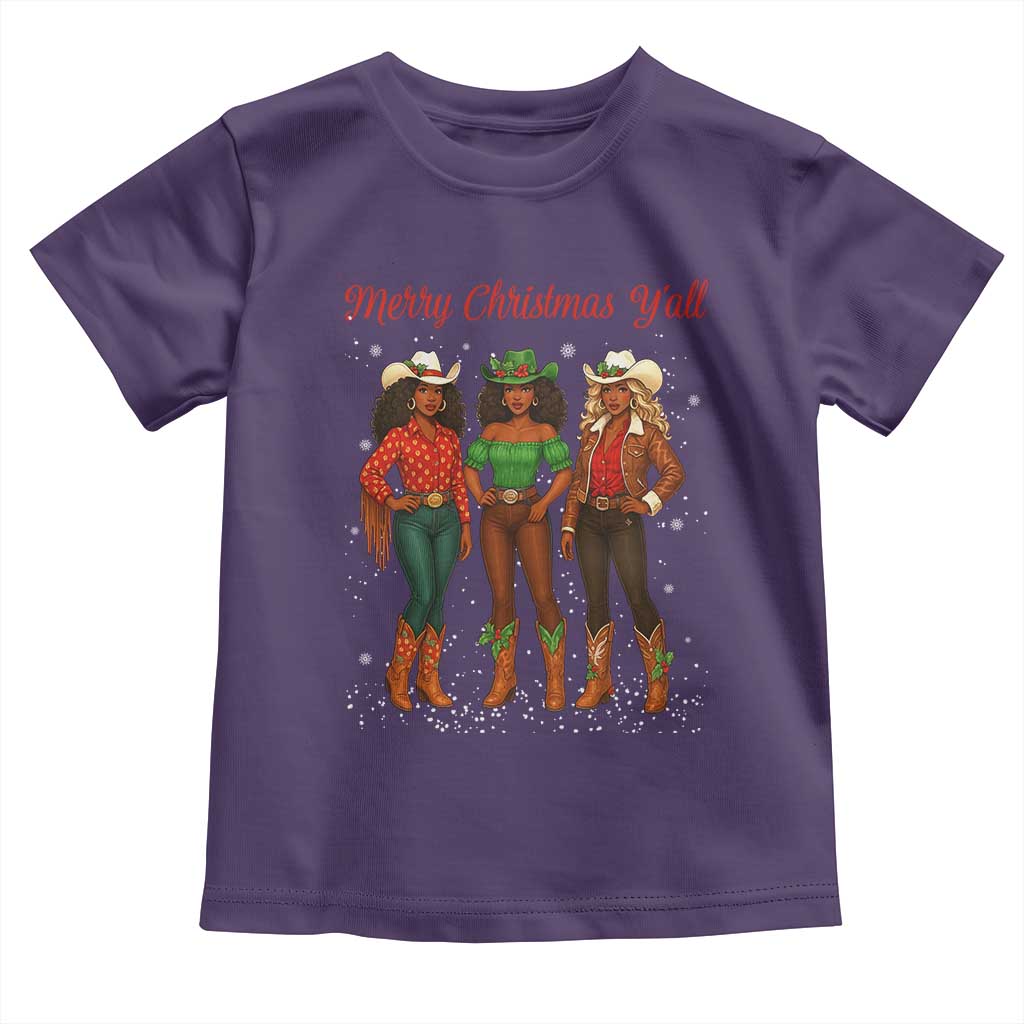 Black African American Cowgirl Christmas Toddler T Shirt Retro Western Howdy TS14 Purple Print Your Wear