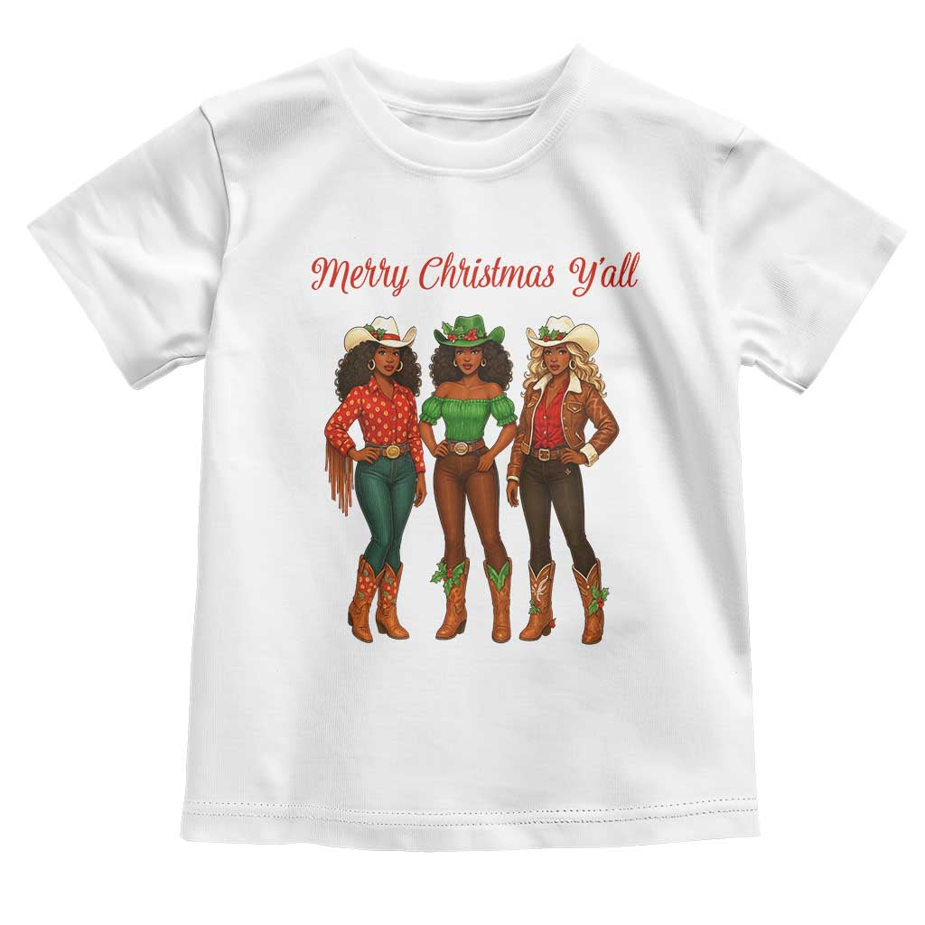 Black African American Cowgirl Christmas Toddler T Shirt Retro Western Howdy TS14 White Print Your Wear