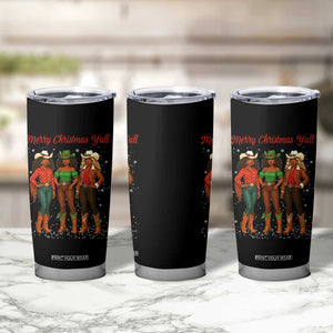 Black African American Cowgirl Christmas Tumbler Cup Retro Western Howdy - Print Your Wear