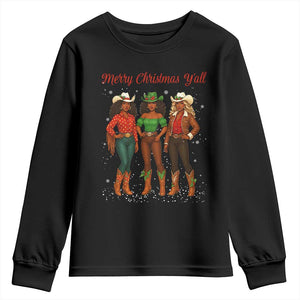 Black African American Cowgirl Christmas Youth Sweatshirt Retro Western Howdy TS14 Black Print Your Wear