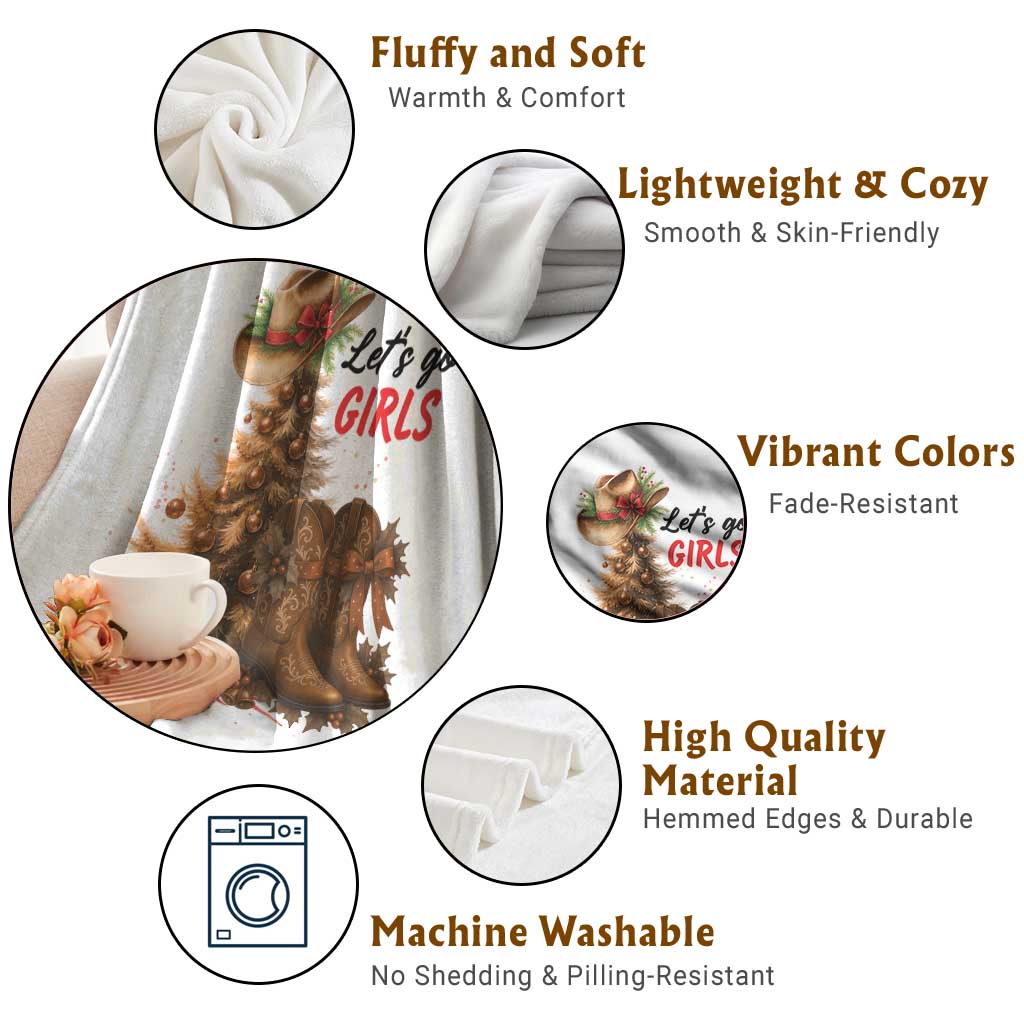 Christmas Cowgirl Boots Throw Blanket Western Cowboy Hat Howdy TS14 Print Your Wear