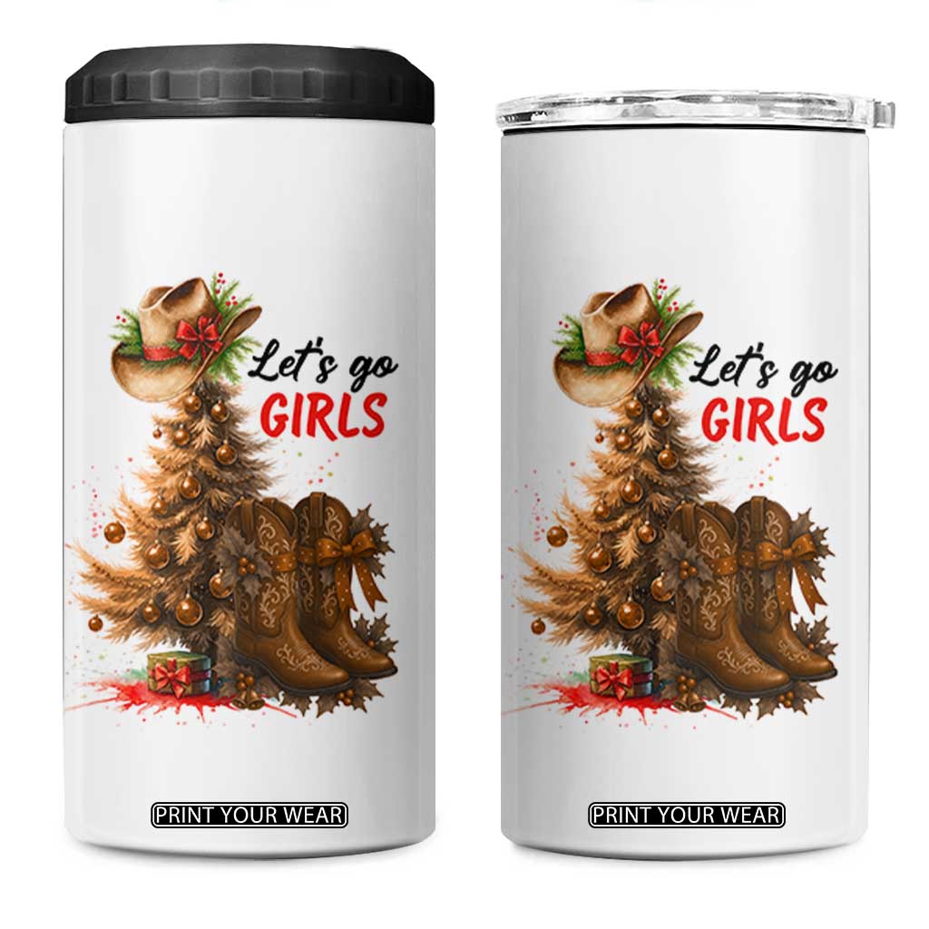 Christmas Cowgirl Boots 4 in 1 Can Cooler Tumbler Western Cowboy Hat Howdy - Print Your Wear