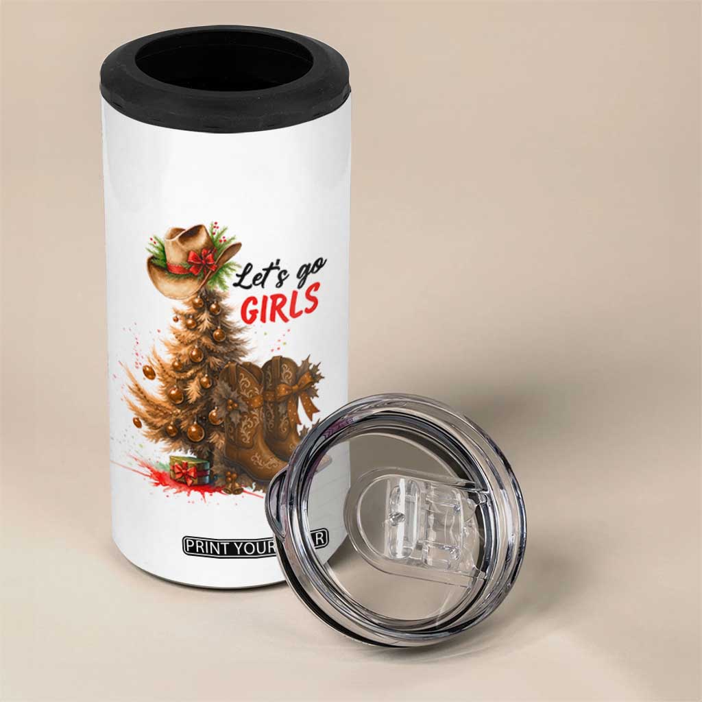 Christmas Cowgirl Boots 4 in 1 Can Cooler Tumbler Western Cowboy Hat Howdy TS14 Print Your Wear
