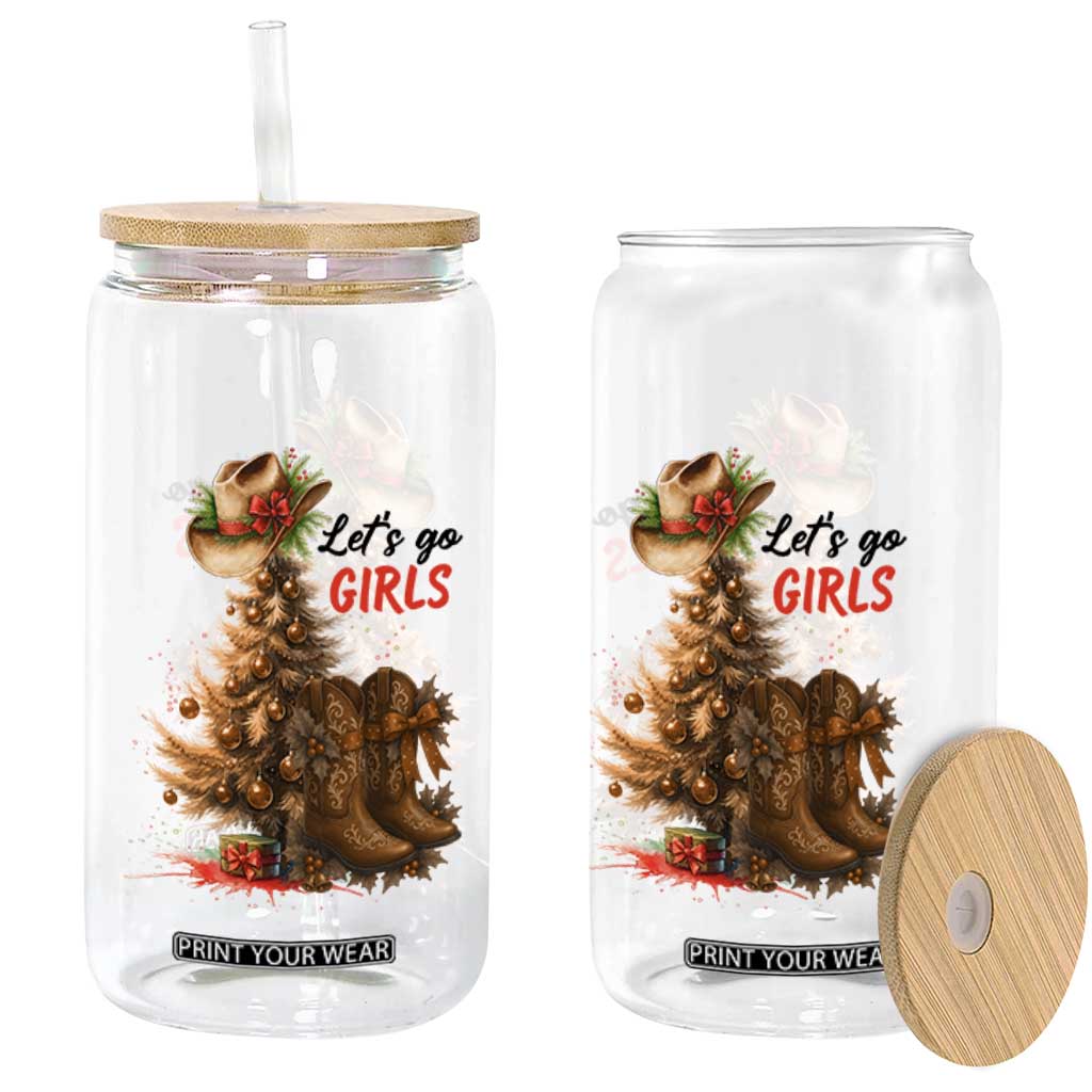 Christmas Cowgirl Boots Glass Can Western Cowboy Hat Howdy - Print Your Wear