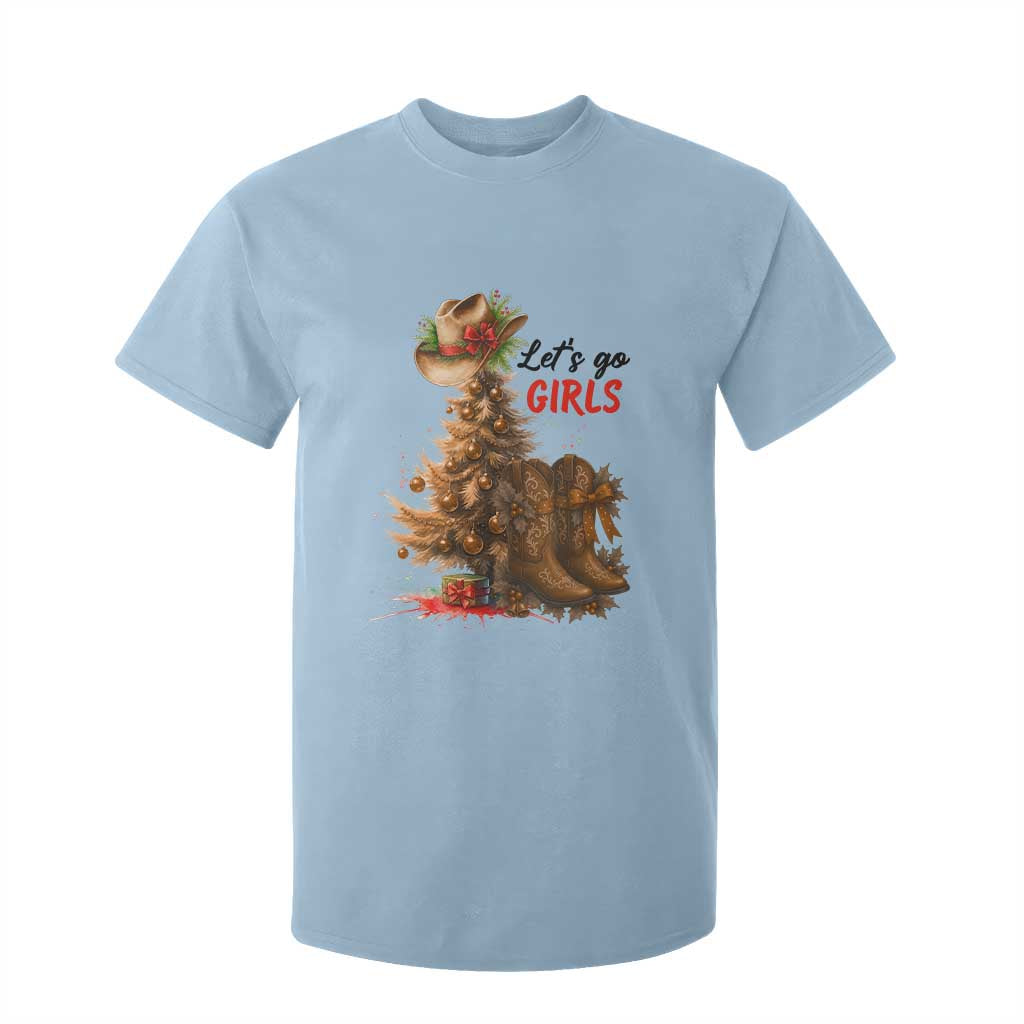 Christmas Cowgirl Boots T Shirt For Kid Western Cowboy Hat Howdy TS14 Light Blue Print Your Wear