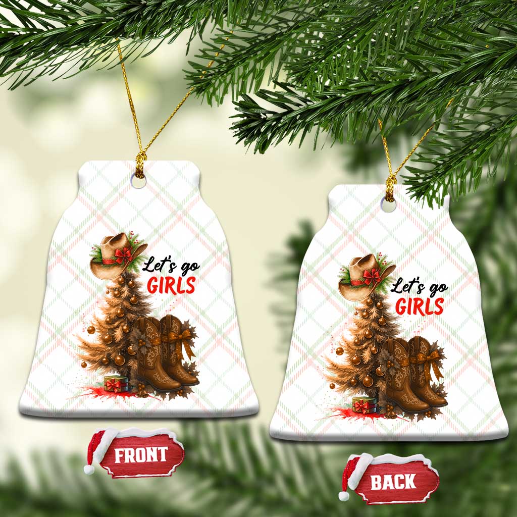 Christmas Cowgirl Boots Ceramic Ornament Western Cowboy Hat Howdy - Print Your Wear