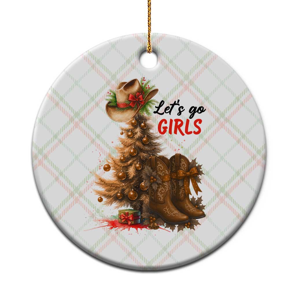 Christmas Cowgirl Boots Ceramic Ornament Western Cowboy Hat Howdy - Print Your Wear