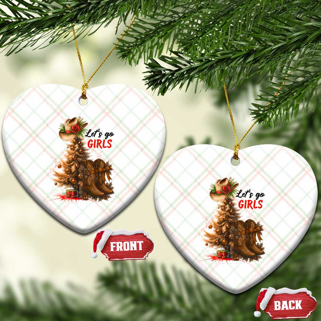 Christmas Cowgirl Boots Ceramic Ornament Western Cowboy Hat Howdy - Print Your Wear