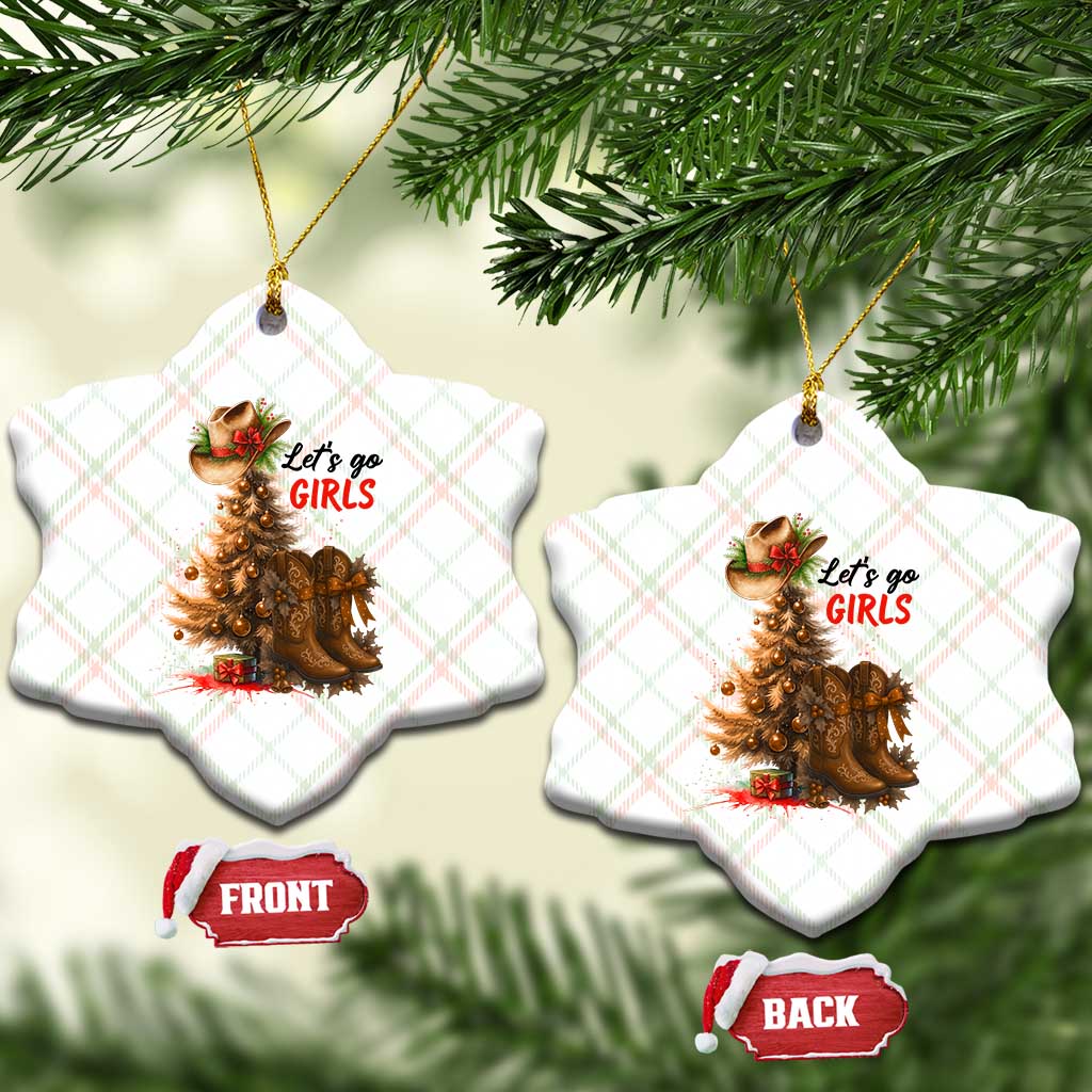 Christmas Cowgirl Boots Ceramic Ornament Western Cowboy Hat Howdy - Print Your Wear
