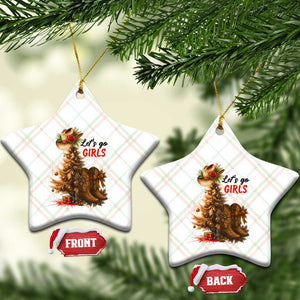 Christmas Cowgirl Boots Ceramic Ornament Western Cowboy Hat Howdy - Print Your Wear