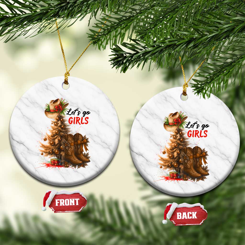 Christmas Cowgirl Boots Ceramic Ornament Western Cowboy Hat Howdy - Print Your Wear