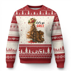 Xmas Cowgirl Boots Ugly Christmas Sweater Western Cowboy Hat Howdy TS14 Beige Red Print Your Wear