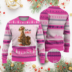 Xmas Cowgirl Boots Ugly Christmas Sweater Western Cowboy Hat Howdy TS14 Hot Pink Print Your Wear
