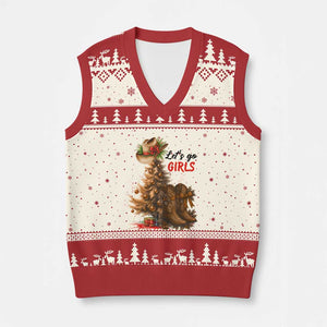 Xmas Cowgirl Boots V-Neck Knit Sweater Vest Western Cowboy Hat Howdy TS14 Beige Red Print Your Wear