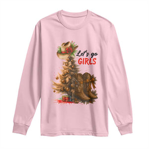 Christmas Cowgirl Boots Long Sleeve Shirt Western Cowboy Hat Howdy TS14 Light Pink Print Your Wear