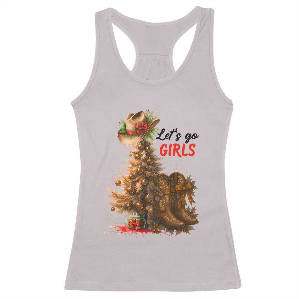 Christmas Cowgirl Boots Racerback Tank Top Western Cowboy Hat Howdy TS14 Ice Gray Print Your Wear