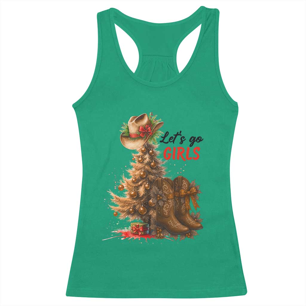 Christmas Cowgirl Boots Racerback Tank Top Western Cowboy Hat Howdy TS14 Irish Green Print Your Wear