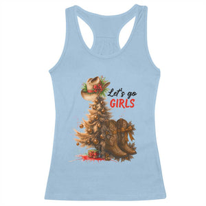 Christmas Cowgirl Boots Racerback Tank Top Western Cowboy Hat Howdy TS14 Light Blue Print Your Wear