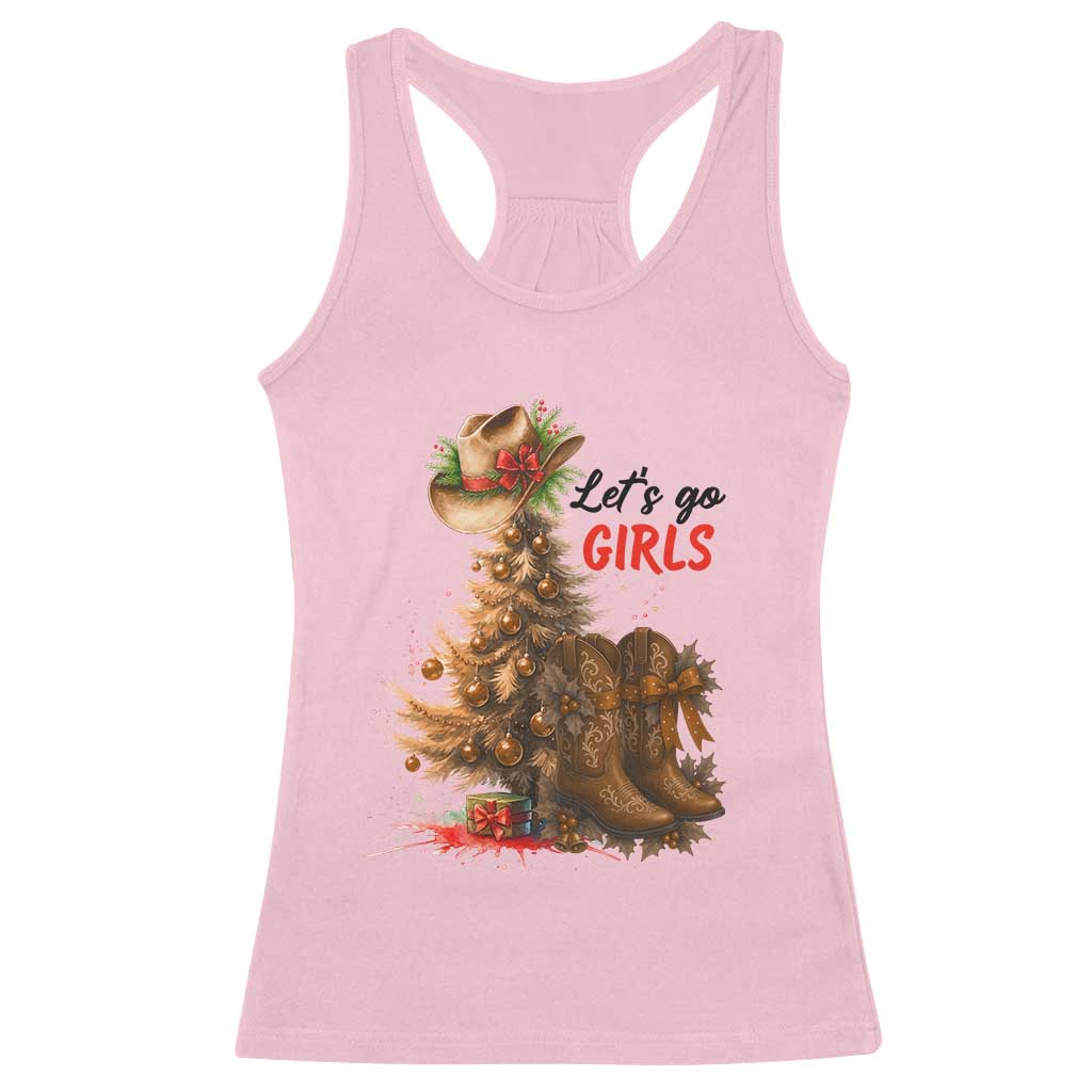 Christmas Cowgirl Boots Racerback Tank Top Western Cowboy Hat Howdy TS14 Light Pink Print Your Wear