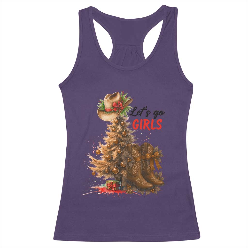 Christmas Cowgirl Boots Racerback Tank Top Western Cowboy Hat Howdy TS14 Purple Print Your Wear